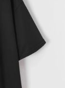New York Baskılı Oversize Bisiklet Yaka T-shirt - Siyah resmi